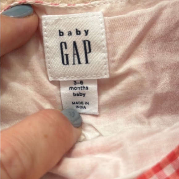 Baby Gap Girls Poplin Eyelet-Hem Gingham Pink Baby Dress Set - size 3-6M - Picture 4 of 6